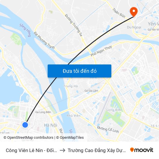 Công Viên Lê Nin - Đối Diện 35 Trần Phú to Trường Cao Đẳng Xây Dựng Công Trình Đô Thị map