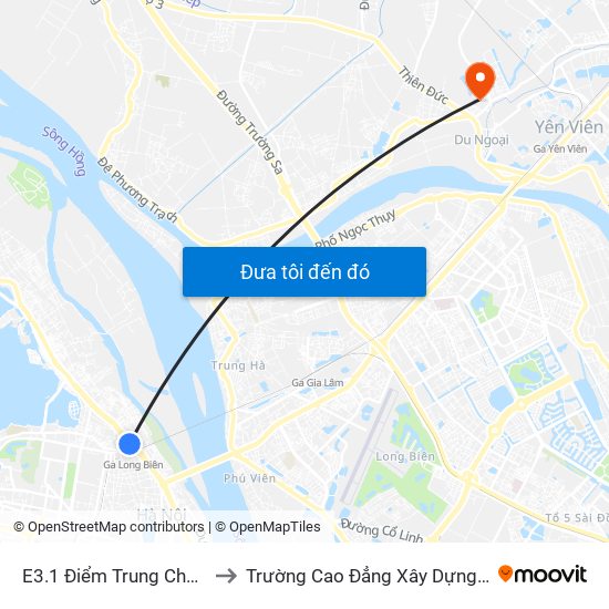 E3.1 Điểm Trung Chuyển Long Biên to Trường Cao Đẳng Xây Dựng Công Trình Đô Thị map