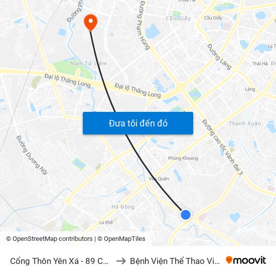 Cổng Thôn Yên Xá - 89 Cầu Bươu to Bệnh Viện Thể Thao Việt Nam map