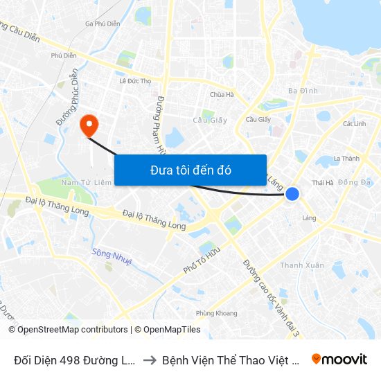 Đối Diện 498 Đường Láng to Bệnh Viện Thể Thao Việt Nam map