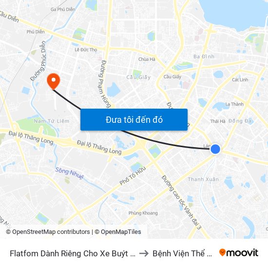 Flatfom Dành Riêng Cho Xe Buýt Trước Nhà 45 Đường Láng to Bệnh Viện Thể Thao Việt Nam map