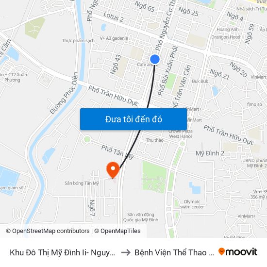 Khu Đô Thị Mỹ Đình Ii- Nguyễn Cơ Thạch to Bệnh Viện Thể Thao Việt Nam map