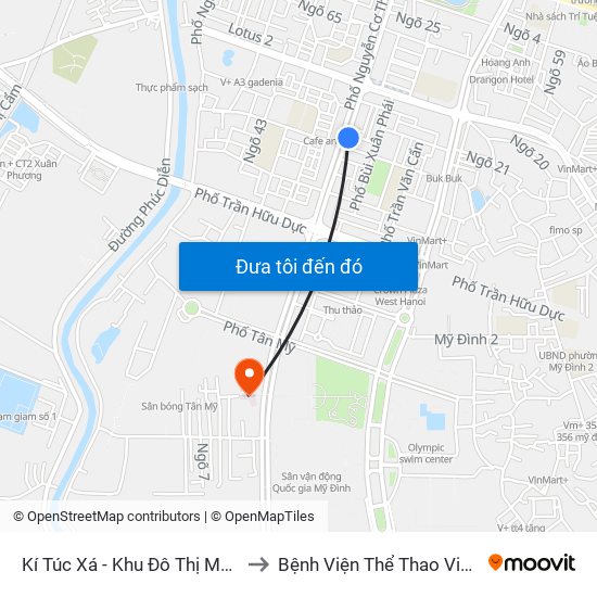 Kí Túc Xá - Khu Đô Thị Mỹ Đình II to Bệnh Viện Thể Thao Việt Nam map