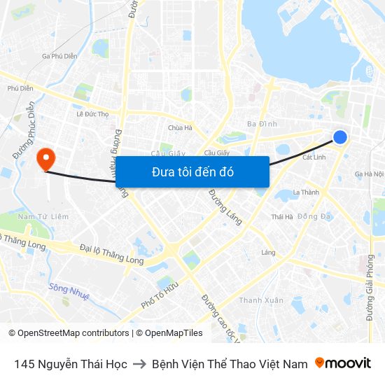 145 Nguyễn Thái Học to Bệnh Viện Thể Thao Việt Nam map