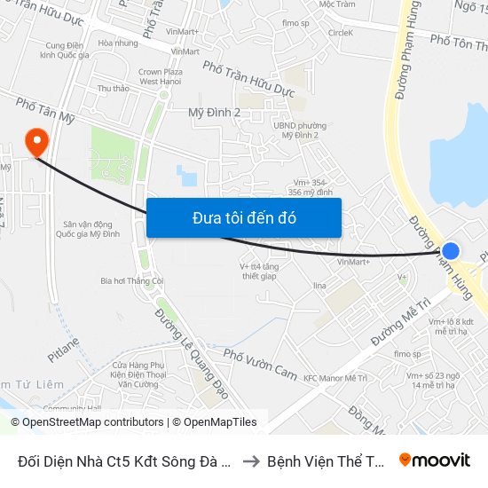 Đối Diện Nhà Ct5 Kđt Sông Đà Mỹ Đình - Phạm Hùng to Bệnh Viện Thể Thao Việt Nam map