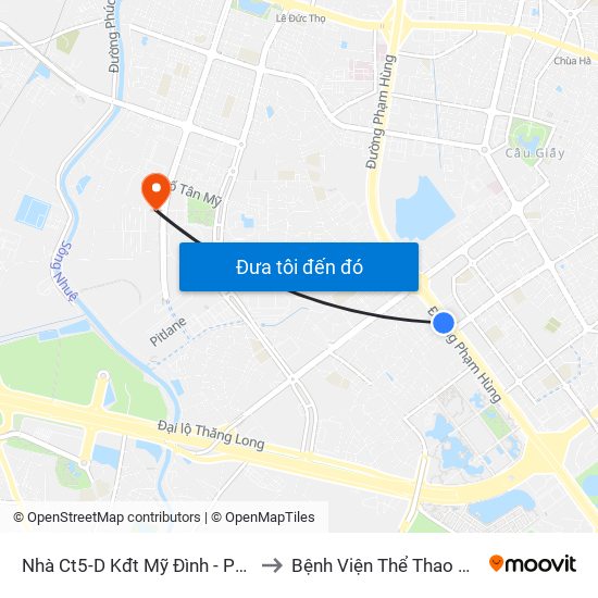 Nhà Ct5-D Kđt Mỹ Đình - Phạm Hùng to Bệnh Viện Thể Thao Việt Nam map