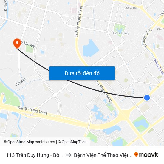 113 Trần Duy Hưng - Bộ Khcn to Bệnh Viện Thể Thao Việt Nam map