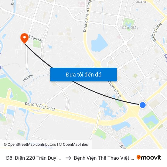 Đối Diện 220 Trần Duy Hưng to Bệnh Viện Thể Thao Việt Nam map