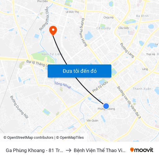 Ga Phùng Khoang - 81 Trần Phú to Bệnh Viện Thể Thao Việt Nam map