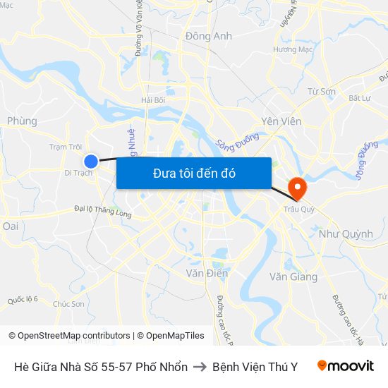 Hè Giữa Nhà Số 55-57 Phố Nhổn to Bệnh Viện Thú Y map