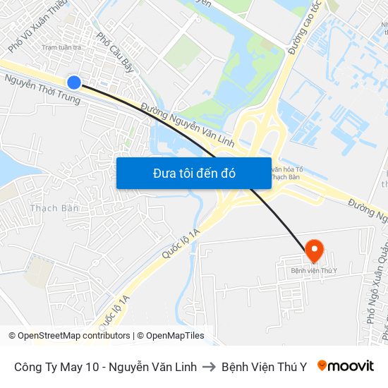 Công Ty May 10 - Nguyễn Văn Linh to Bệnh Viện Thú Y map