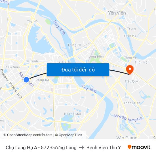 Chợ Láng Hạ A - 572 Đường Láng to Bệnh Viện Thú Y map