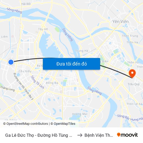 Ga Lê Đức Thọ - Đường Hồ Tùng Mậu to Bệnh Viện Thú Y map