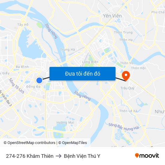 274-276 Khâm Thiên to Bệnh Viện Thú Y map