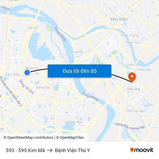 593 - 595 Kim Mã to Bệnh Viện Thú Y map