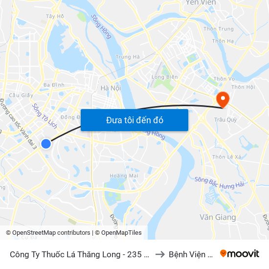 Công Ty Thuốc Lá Thăng Long - 235 Nguyễn Trãi to Bệnh Viện Thú Y map