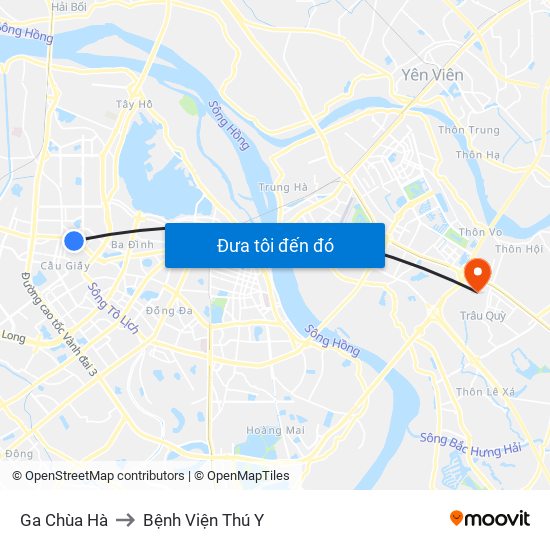 Ga Chùa Hà to Bệnh Viện Thú Y map