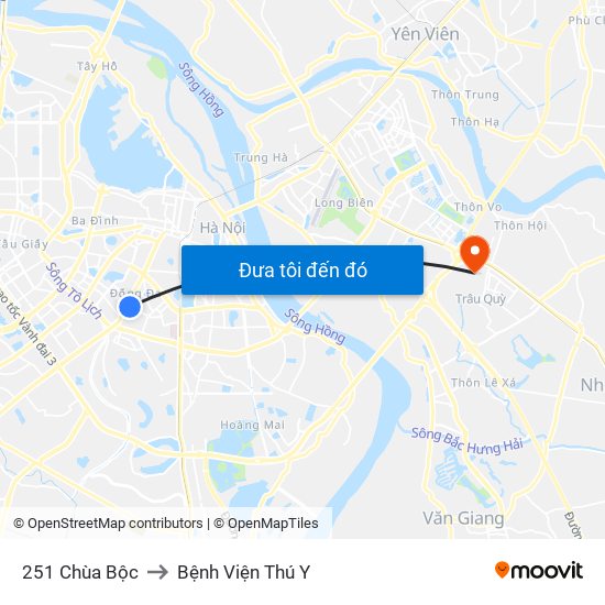 251 Chùa Bộc to Bệnh Viện Thú Y map