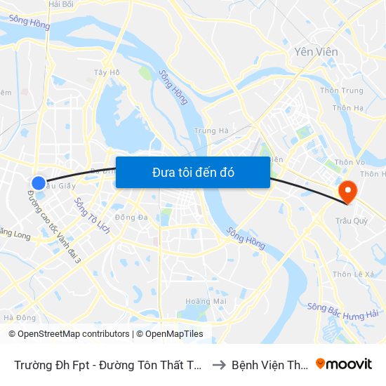 Trường Đh Fpt - Đường Tôn Thất Thuyết to Bệnh Viện Thú Y map