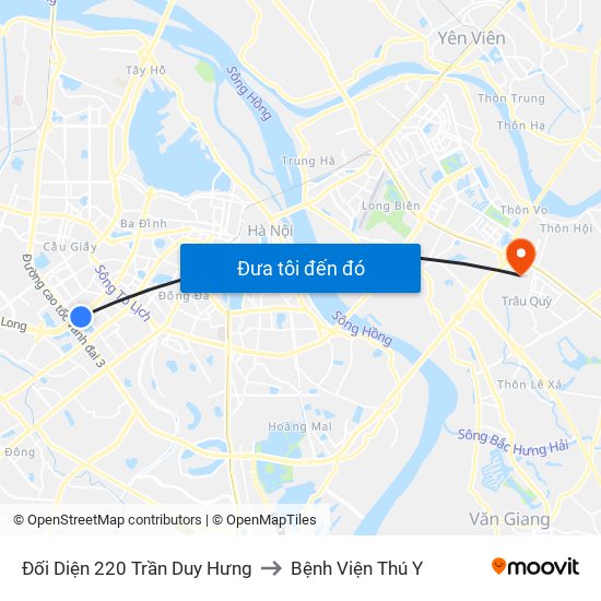 Đối Diện 220 Trần Duy Hưng to Bệnh Viện Thú Y map