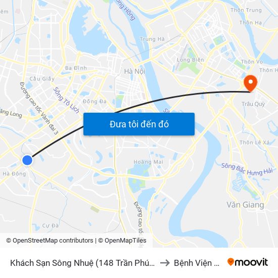 Khách Sạn Sông Nhuệ (148 Trần Phú- Hà Đông) to Bệnh Viện Thú Y map