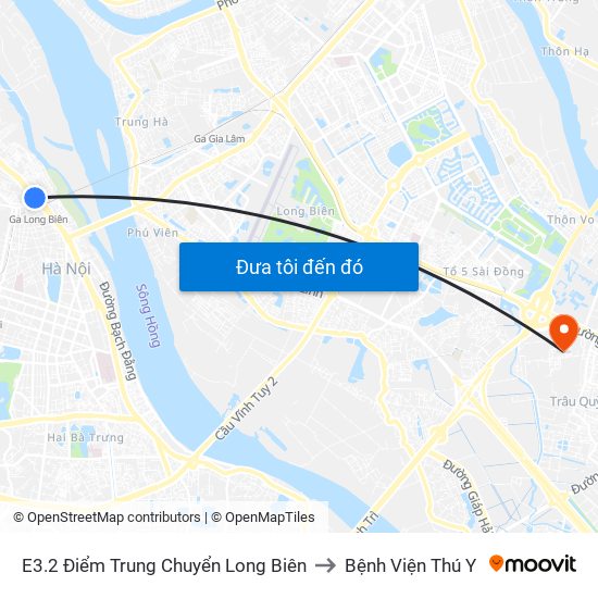 E3.2 Điểm Trung Chuyển Long Biên to Bệnh Viện Thú Y map