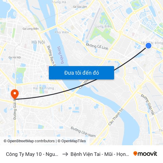 Công Ty May 10 - Nguyễn Văn Linh to Bệnh Viện Tai - Mũi - Họng Trung Ương map