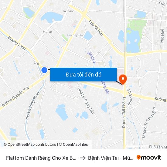 Flatfom Dành Riêng Cho Xe Buýt Trước Nhà 45 Đường Láng to Bệnh Viện Tai - Mũi - Họng Trung Ương map