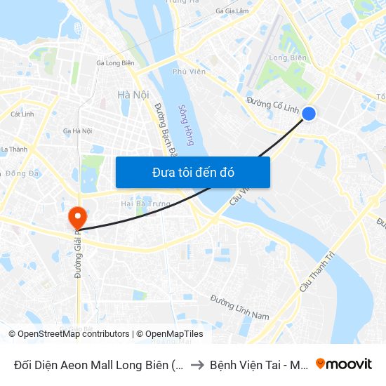 Đối Diện Aeon Mall Long Biên (Cột Điện T4a/2a-B Đường Cổ Linh) to Bệnh Viện Tai - Mũi - Họng Trung Ương map