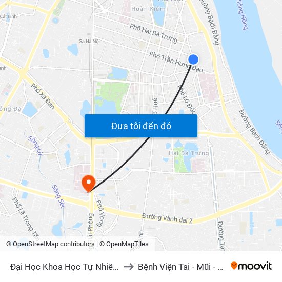 Đại Học Khoa Học Tự Nhiên - 19 Lê Thánh Tông to Bệnh Viện Tai - Mũi - Họng Trung Ương map