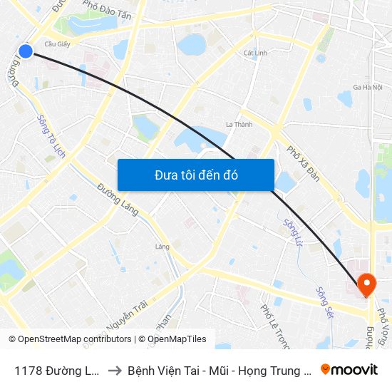 1178 Đường Láng to Bệnh Viện Tai - Mũi - Họng Trung Ương map