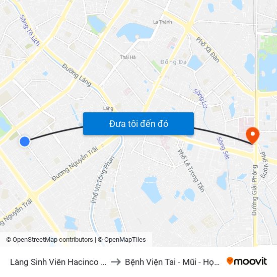 Làng Sinh Viên Hacinco - Nguyễn Tuân to Bệnh Viện Tai - Mũi - Họng Trung Ương map