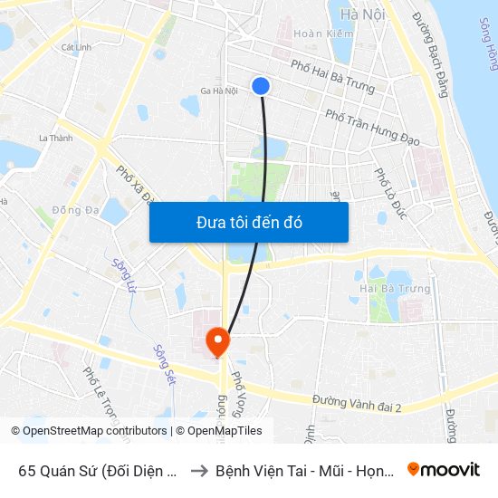 65 Quán Sứ (Đối Diện 80 Quán Sứ) to Bệnh Viện Tai - Mũi - Họng Trung Ương map