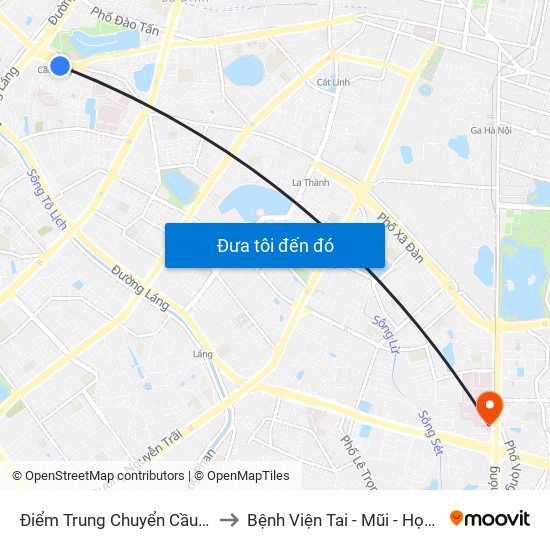 Điểm Trung Chuyển Cầu Giấy - Gtvt 02 to Bệnh Viện Tai - Mũi - Họng Trung Ương map