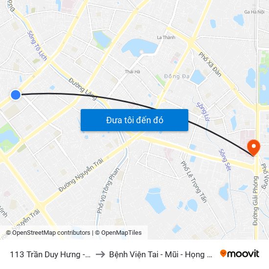 113 Trần Duy Hưng - Bộ Khcn to Bệnh Viện Tai - Mũi - Họng Trung Ương map