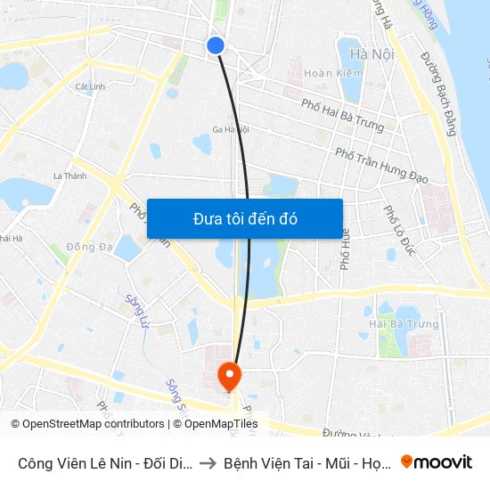 Công Viên Lê Nin - Đối Diện 35 Trần Phú to Bệnh Viện Tai - Mũi - Họng Trung Ương map