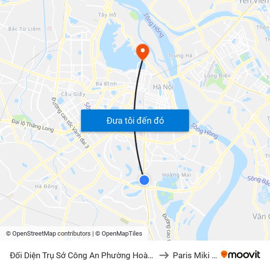 Đối Diện Trụ Sở Công An Phường Hoàng Liệt- 1277 Giải Phóng to Paris Miki Vietnam map