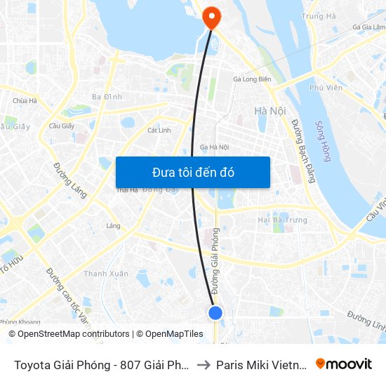 Toyota Giải Phóng - 807 Giải Phóng to Paris Miki Vietnam map