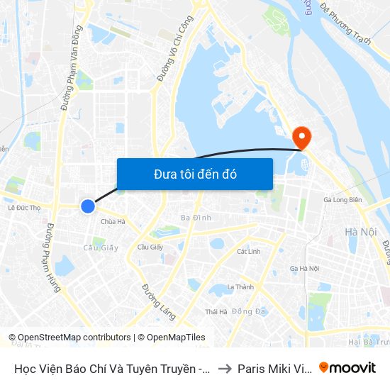 Học Viện Báo Chí Và Tuyên Truyền - 36 Xuân Thủy to Paris Miki Vietnam map