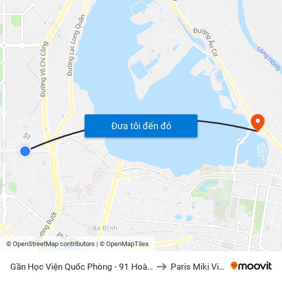 Gần Học Viện Quốc Phòng - 91 Hoàng Quốc Việt to Paris Miki Vietnam map