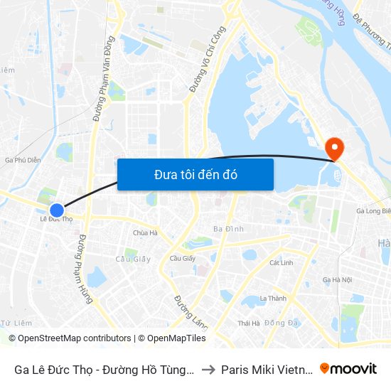 Ga Lê Đức Thọ - Đường Hồ Tùng Mậu to Paris Miki Vietnam map