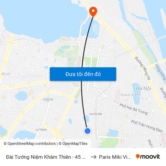 Đài Tưởng Niệm Khâm Thiên - 45 Khâm Thiên to Paris Miki Vietnam map
