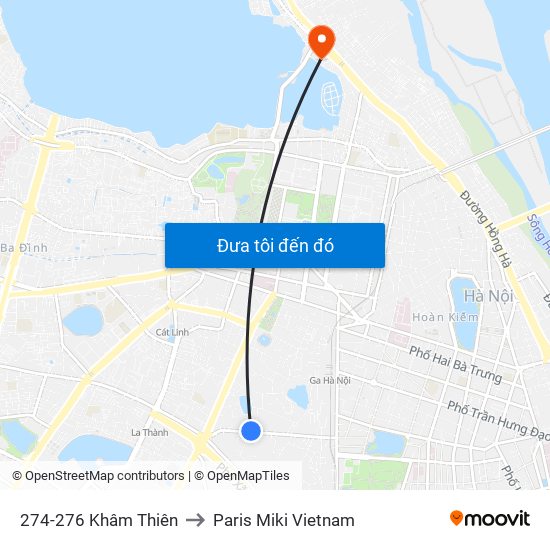 274-276 Khâm Thiên to Paris Miki Vietnam map