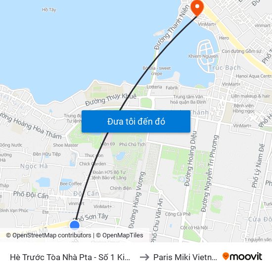 Hè Trước Tòa Nhà Pta - Số 1 Kim Mã to Paris Miki Vietnam map