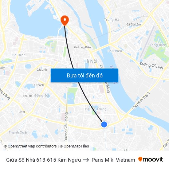 Giữa Số Nhà 613-615 Kim Ngưu to Paris Miki Vietnam map