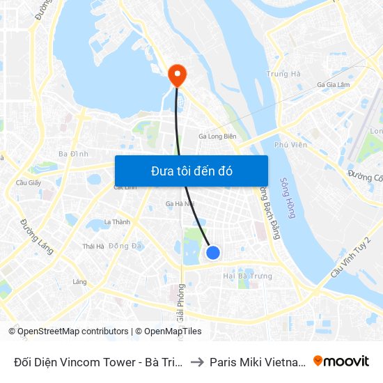 Đối Diện Vincom Tower - Bà Triệu to Paris Miki Vietnam map