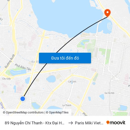 89 Nguyễn Chí Thanh - Ktx Đại Học Luật to Paris Miki Vietnam map