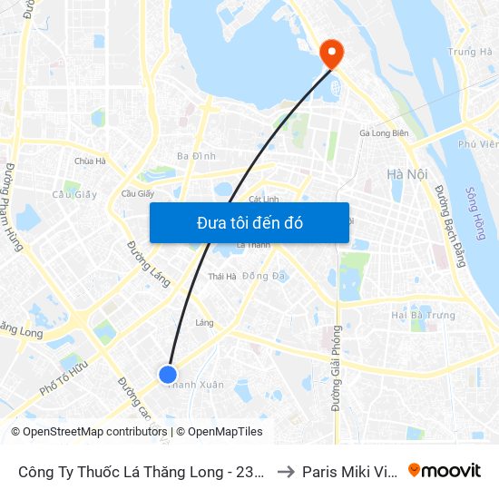 Công Ty Thuốc Lá Thăng Long - 235 Nguyễn Trãi to Paris Miki Vietnam map