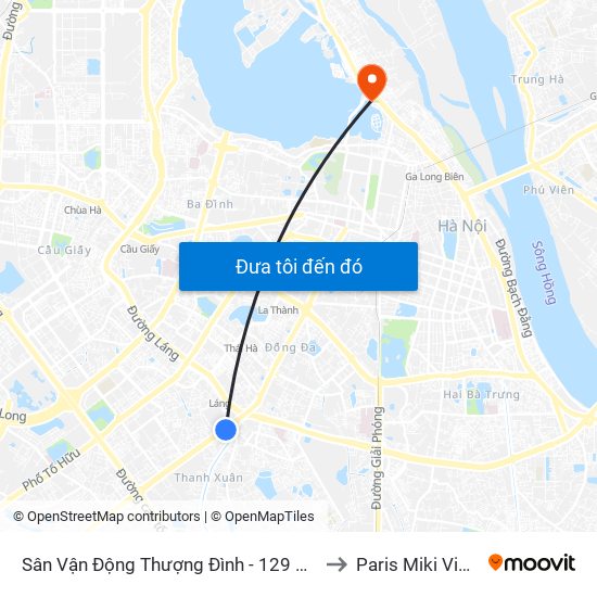 Sân Vận Động Thượng Đình - 129 Nguyễn Trãi to Paris Miki Vietnam map