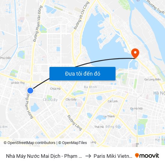 Nhà Máy Nước Mai Dịch - Phạm Hùng to Paris Miki Vietnam map